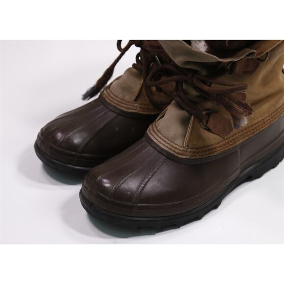 Sorel Bighorn Brown Green Fleece Lined Rubber Winter Snow Boots Mens 11 - Picture 3 of 11